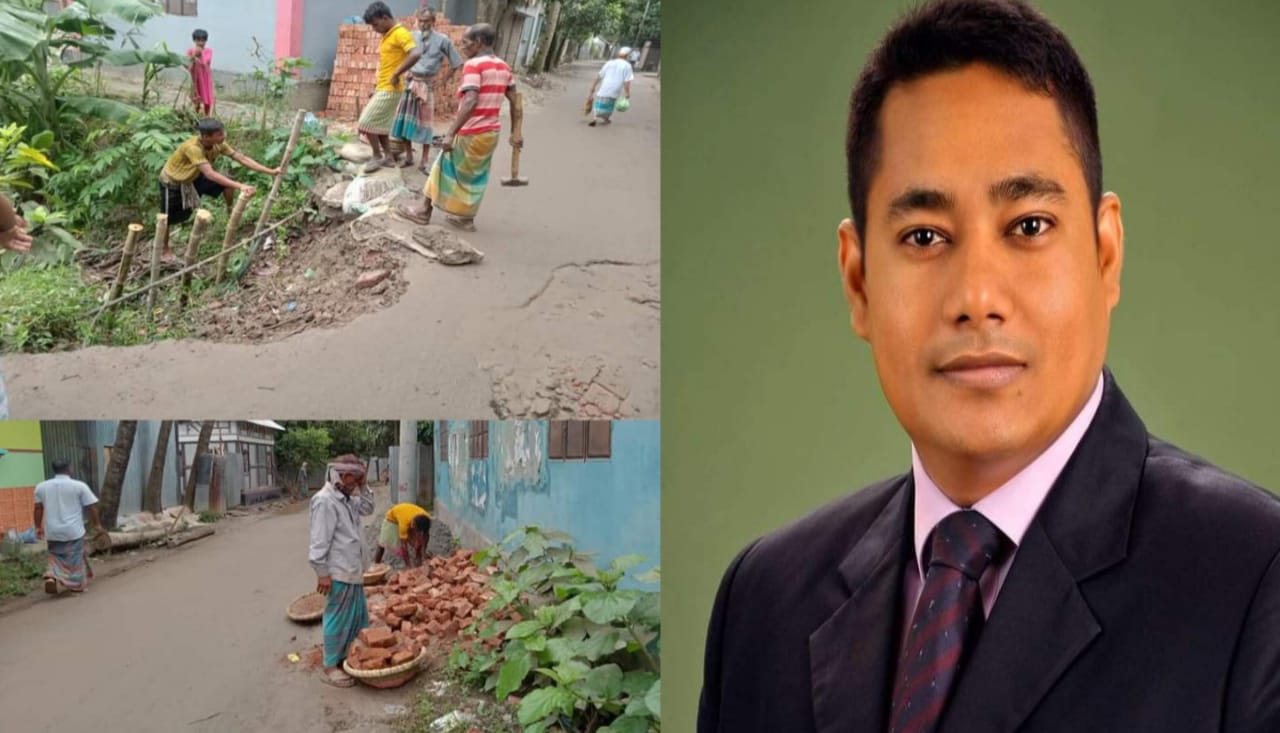 নিজস্ব তহবিল হতে রাস্তার কাজ করে দিচ্ছেন চেয়ারম্যান জাহিদ হাসান জিন্নাহ্